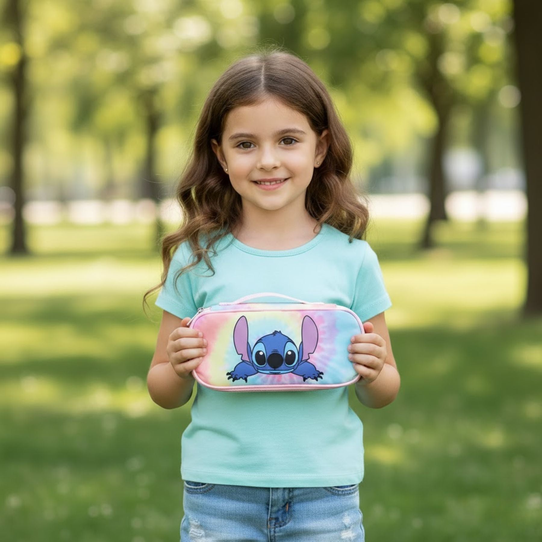 קלמר לילו וסטיץ' לילדים בצבע ורוד עם הדפס דמות – 3 דגמים לבחירה